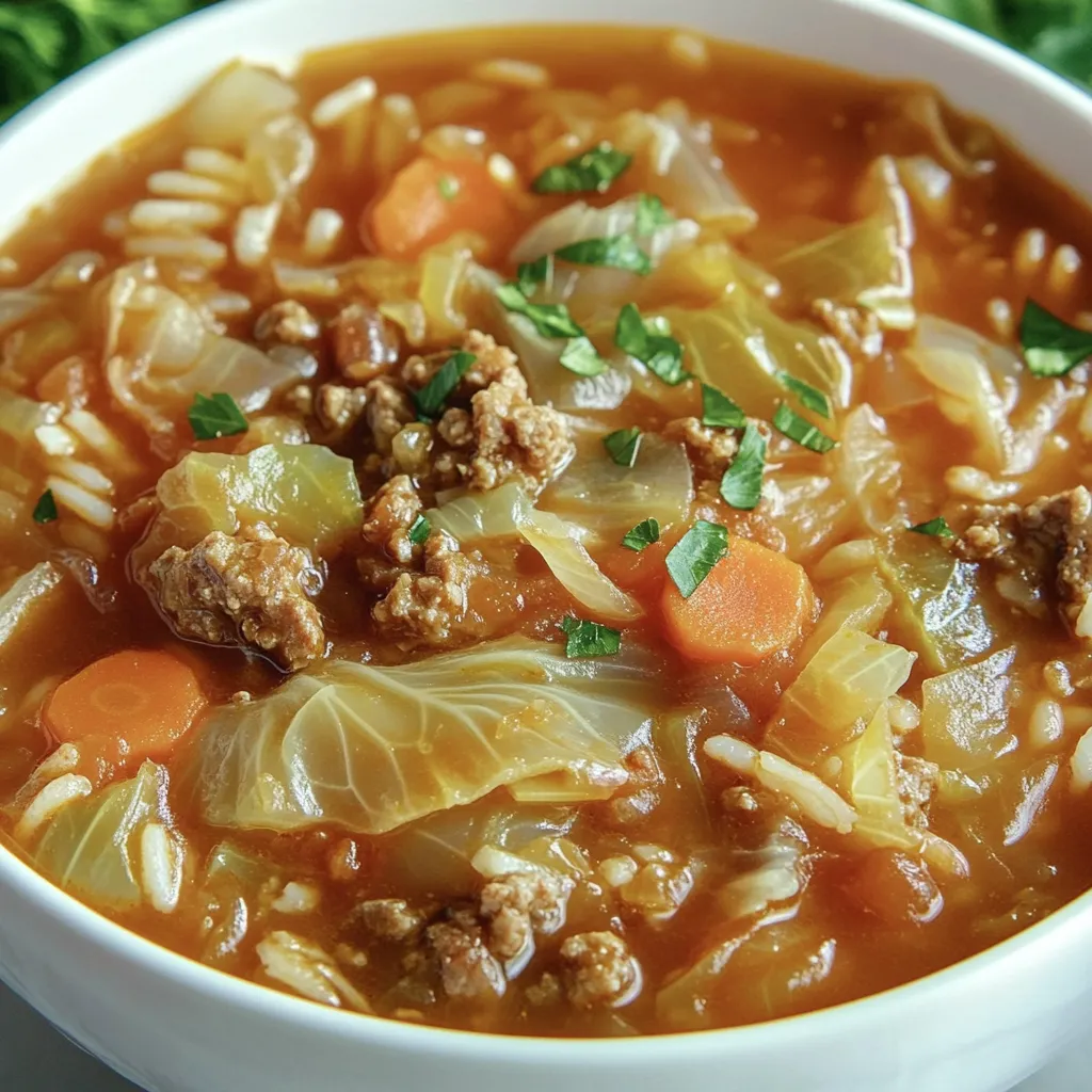 Un bol de soupe avec viande et légumes.