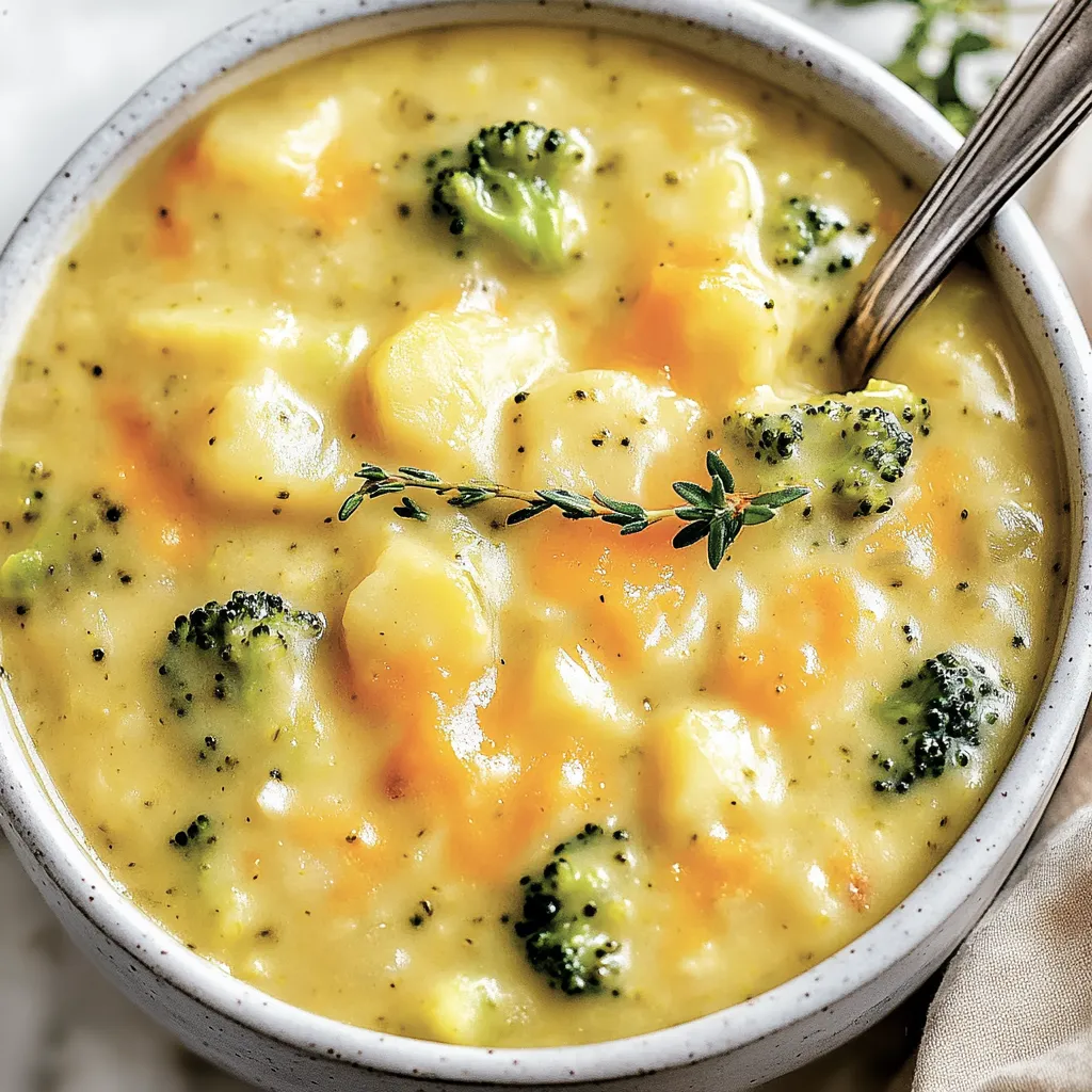 Un bol de soupe avec brocoli et carottes.