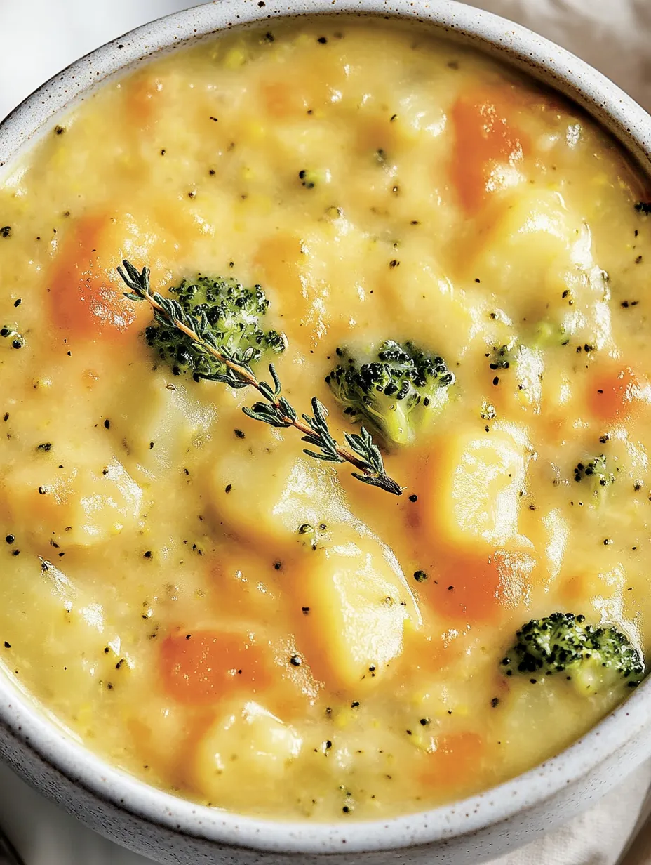 Un bol de soupe avec brocoli et carottes.