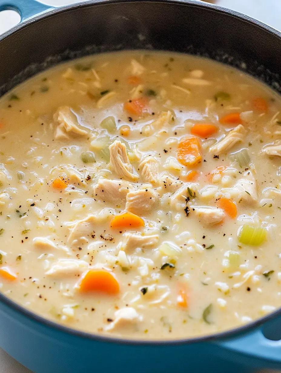 Un bol de soupe avec du poulet et des carottes.