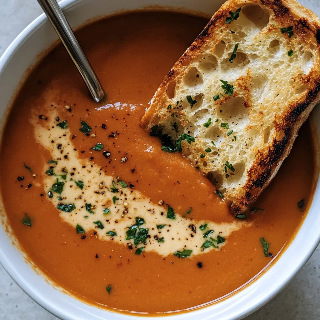 Un bol de soupe avec une cuillère dedans.