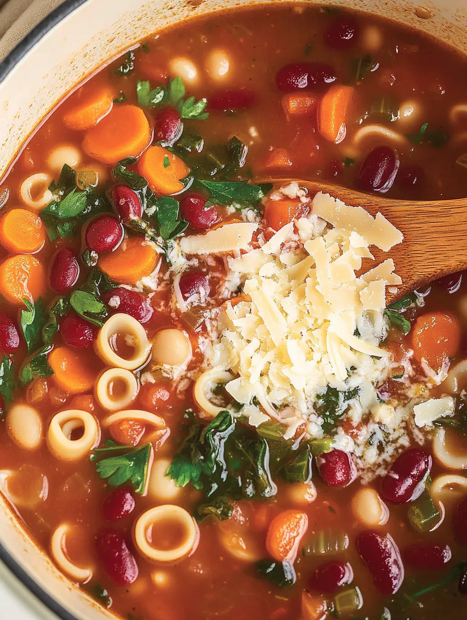 Un bol de soupe avec des nouilles, des carottes et du fromage.