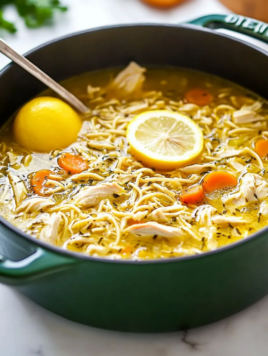 Un bol de soupe avec une tranche de citron sur le dessus.