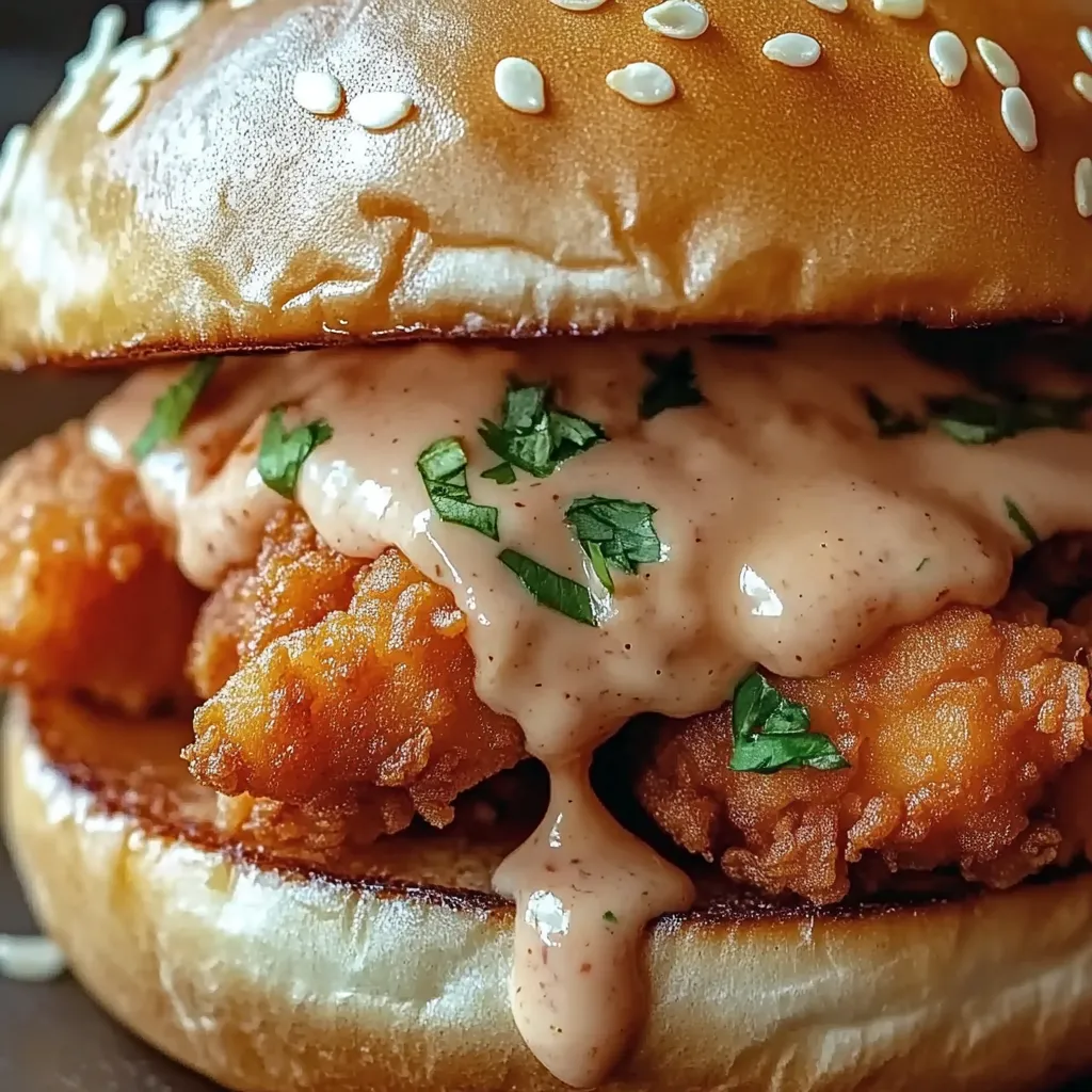 Un burger avec de la sauce et de la verdure dessus.