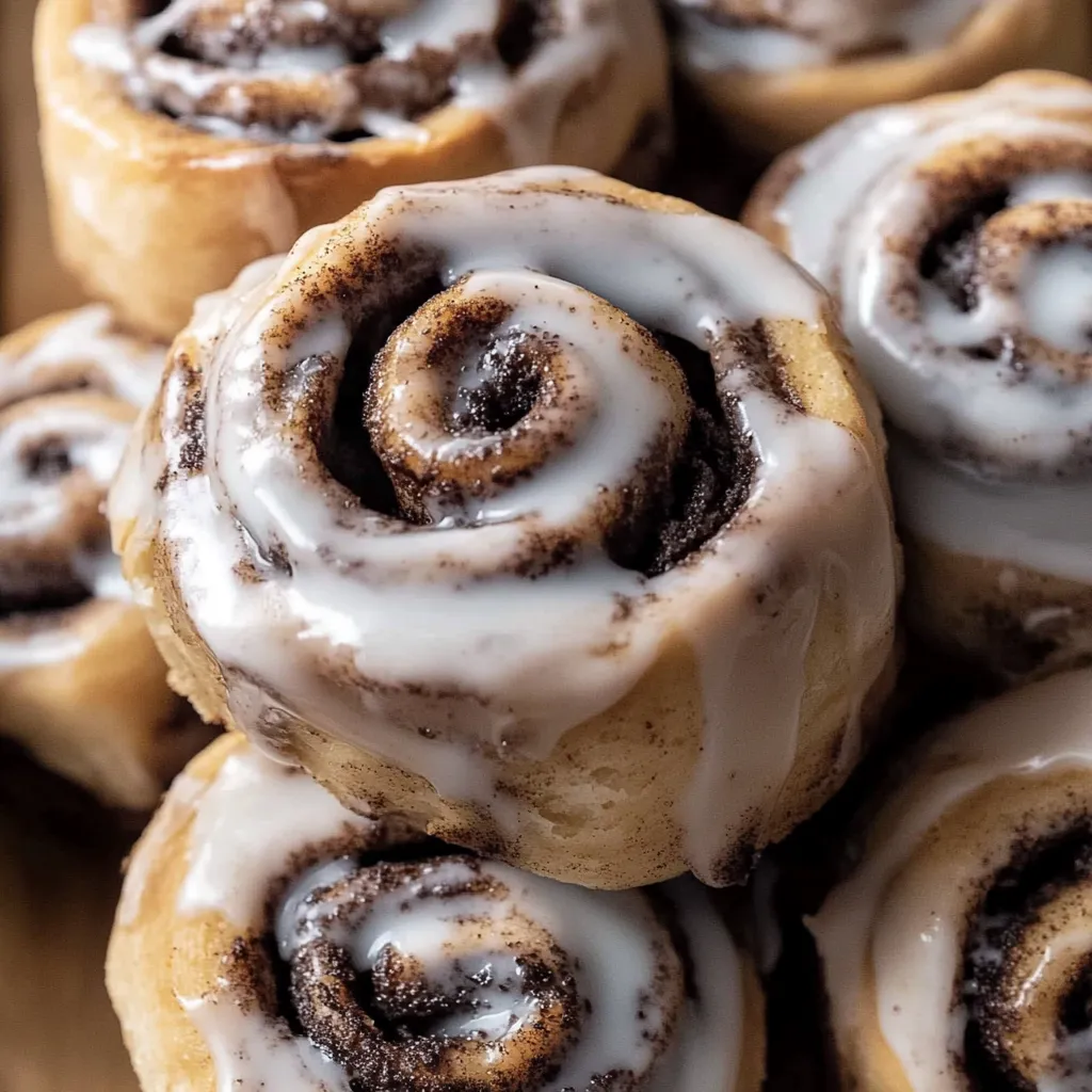 Un tas de rouleaux à la cannelle.