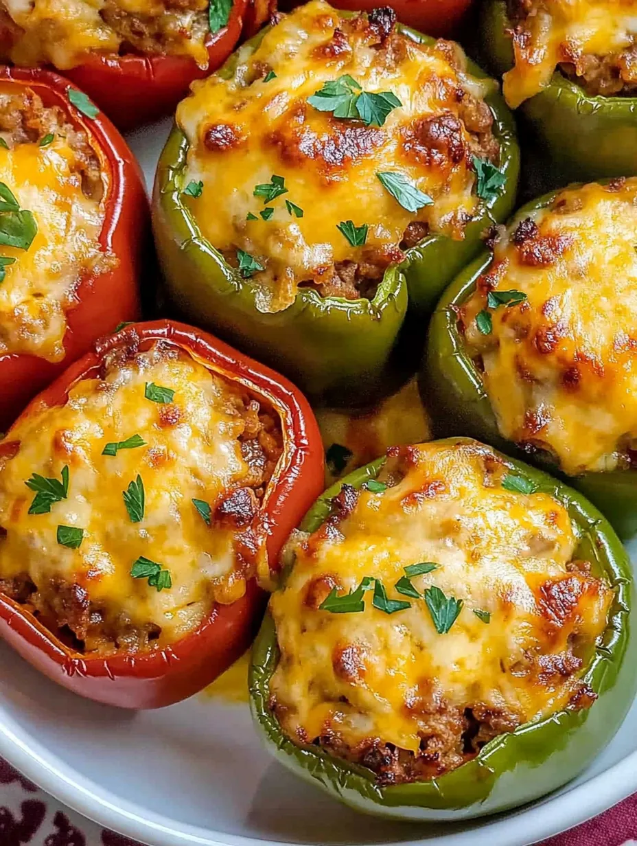 Une assiette de nourriture avec des poivrons et du fromage.