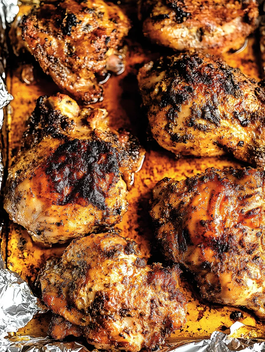 Poulet à la peau grillée.