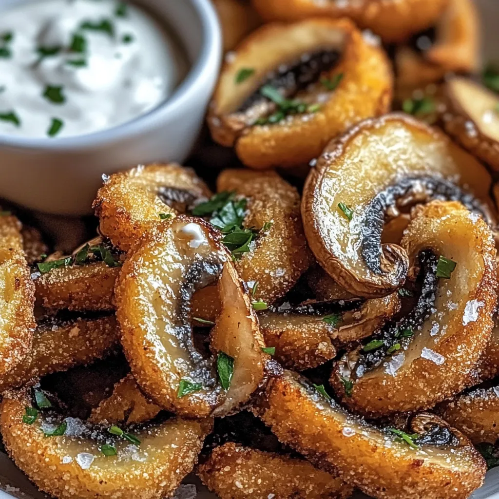 Un bol de champignons frits avec une sauce pour tremper.