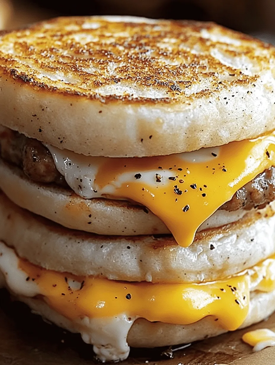 Une pile de pancakes avec fromage et bacon.