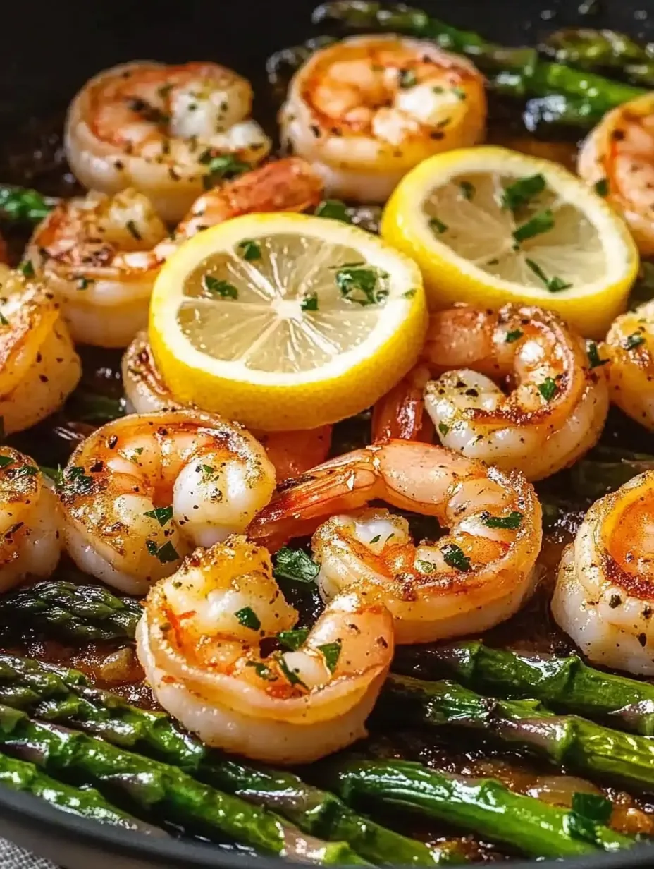 Crevettes avec citron et herbes.