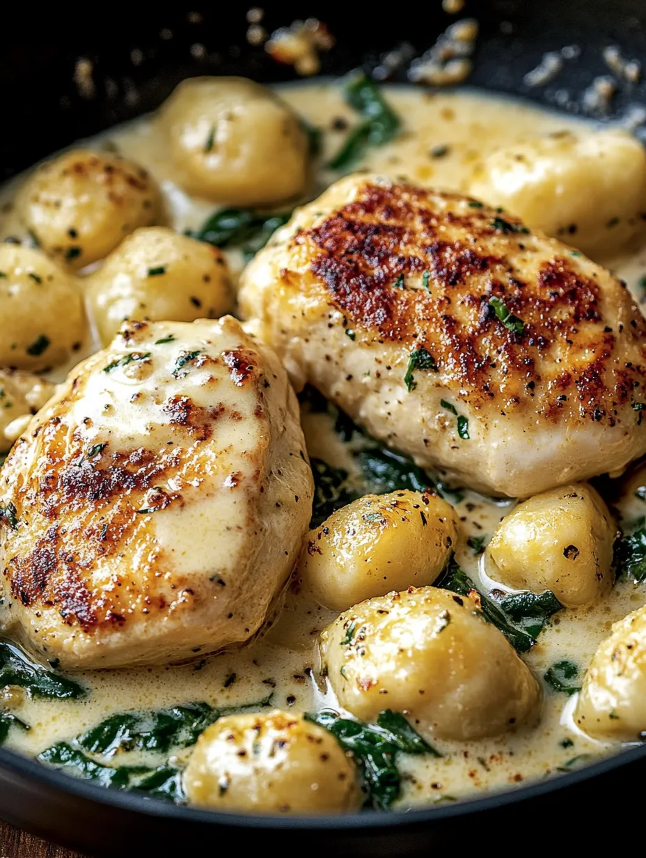 Poulet et pommes de terre dans une sauce crémeuse.