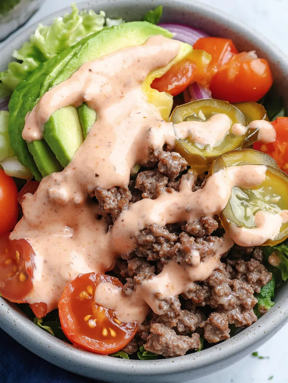 Un bol de salade avec viande et sauce.
