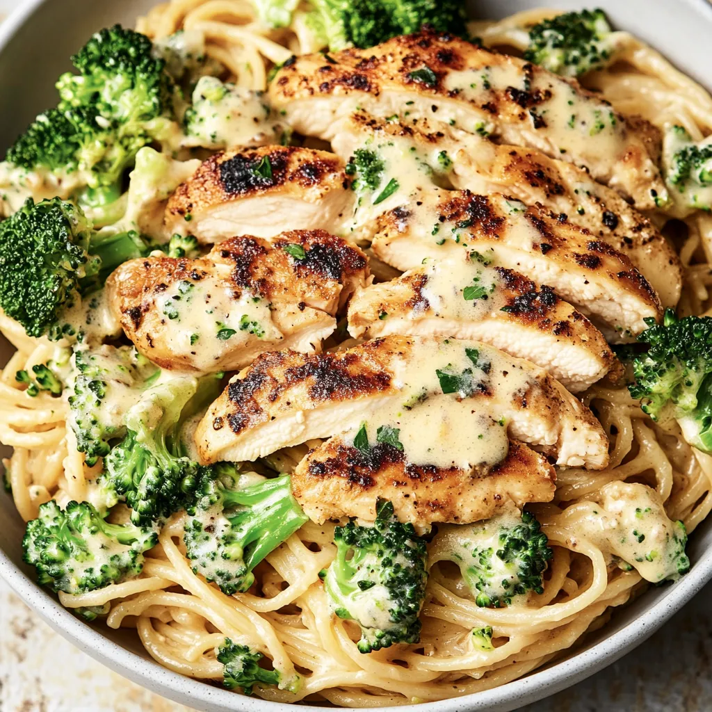 Un bol de poulet et brocolis.