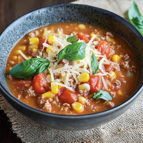 Soupe pizza rapide à la viande hachée