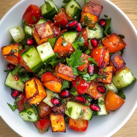 Salade colorée au halloumi et grenade