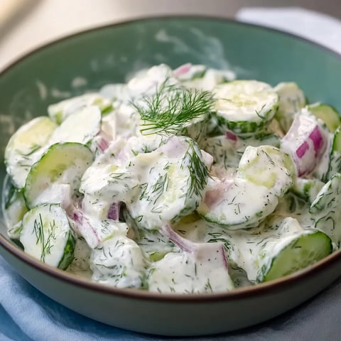 Salade de concombre simple à la crème aigre - si délicieuse et rafraîchissante