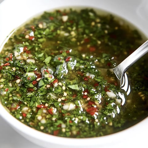 Un bol rempli d’une sauce verte avec des herbes fraîches.
